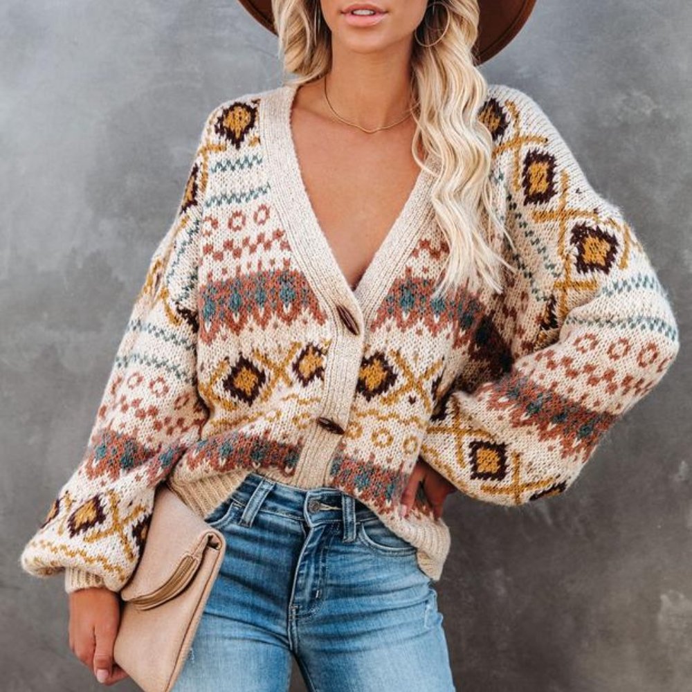 Button Front Cottage Cardigan Sweater - Picture 6 of 8